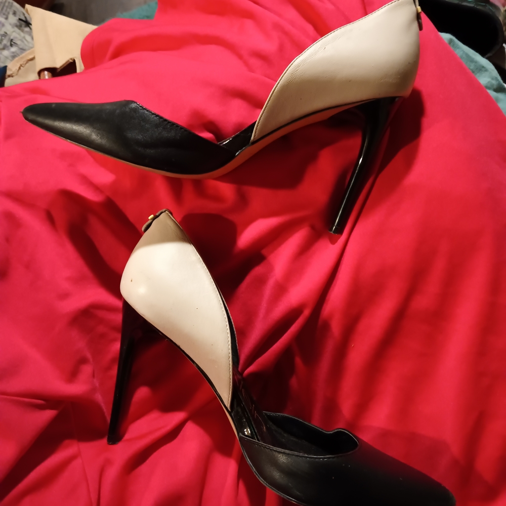 Calvin Klein Two-Tone Black and Cream Heels